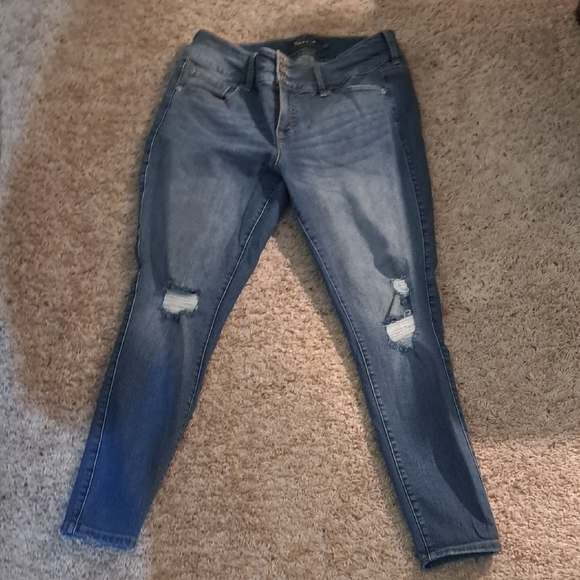 Torrid Blue Distressed Skinny Jeans - Picture 1 of 7